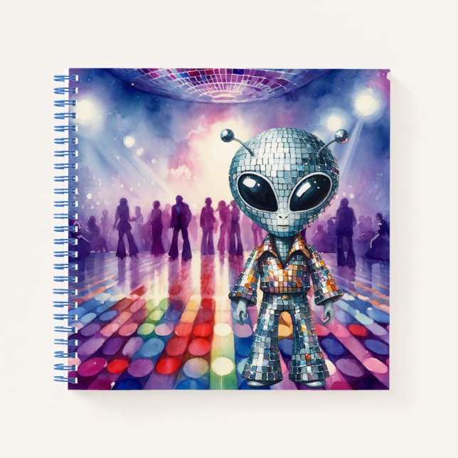 Shiny Disco Alien Notebook Notizbuch (Vorderseite)