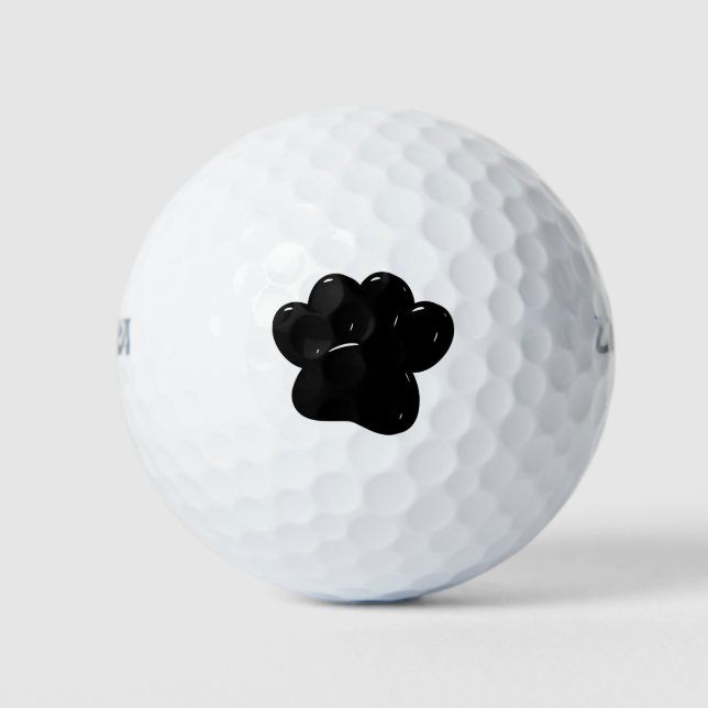 Shiny Dog Paw Print Zeichnend Golfball (Vorderseite)