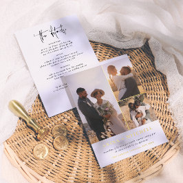 Shiny Elegant in einem QR Code 3 Foto Hochzeit Folieneinladung