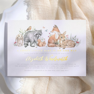 Shiny Elegant Woodland Forest Animals Baby Dusche Folieneinladung