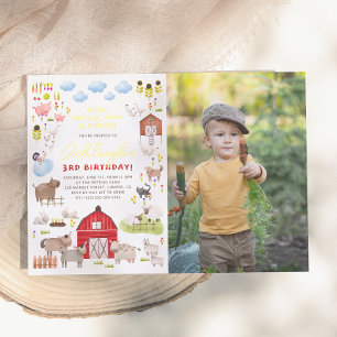 Shiny Farm Animals Bash Birthday Party Foto Folieneinladung