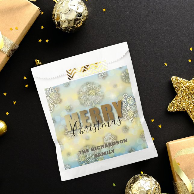 Shiny Filigree Snowflakes Gold Frohe Weihnachten Geschenktütchen (Von Creator hochgeladen)