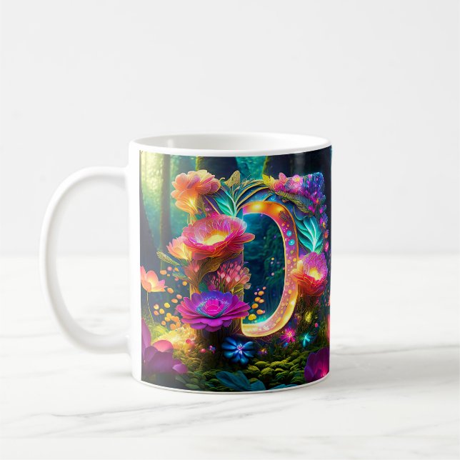 Shiny floral letter D Kaffeetasse (Links)
