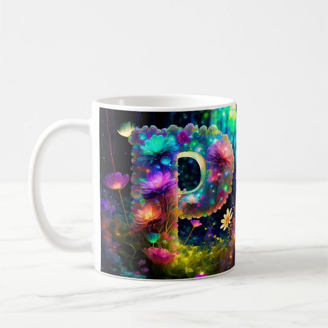 Shiny floral letter P Kaffeetasse (Links)