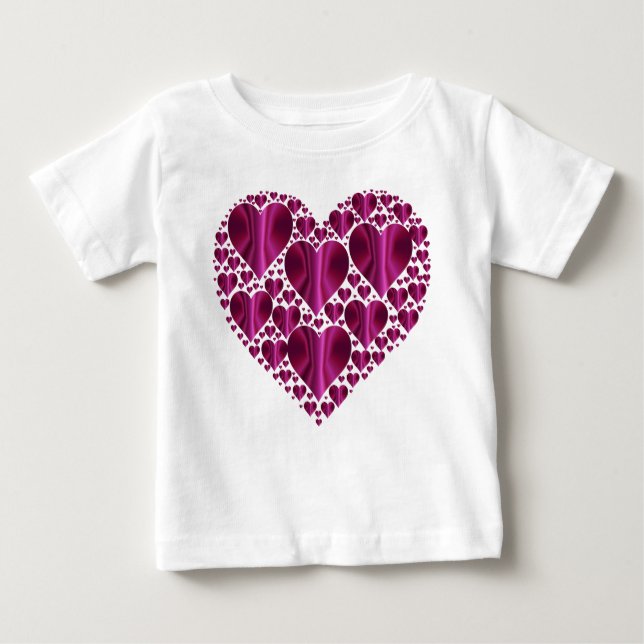Shiny Fuschia Hearts Baby T-shirt (Vorderseite)
