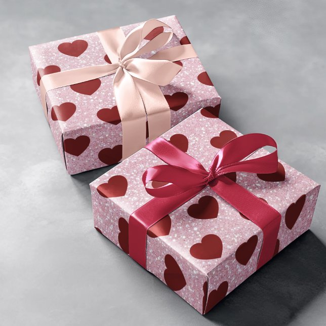 Shiny Glitter Heart Valentine Pattern Gift Wrap Geschenkpapier (Von Creator hochgeladen)