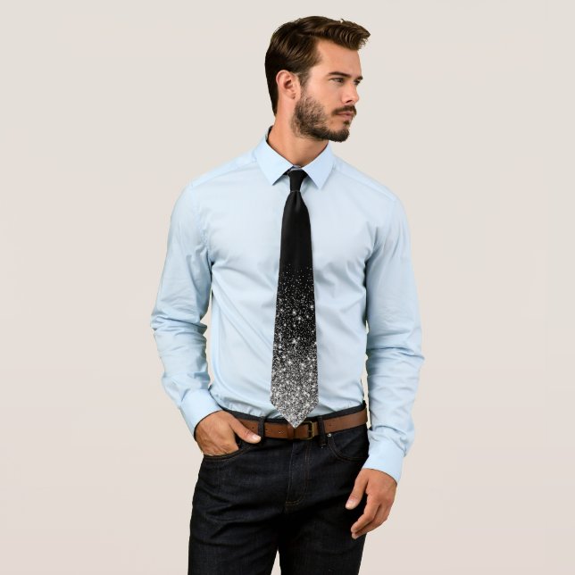 Shiny Glitter Ombre Fading Black White Krawatte (Beispiel)