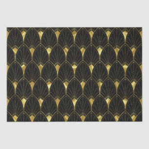 Shiny Gold Art Deco Muster auf schwarz Seidenpapier