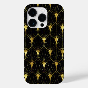 Shiny Gold Art Deco Muster auf schwarzem Hintergru Case-Mate iPhone 14 Pro Hülle