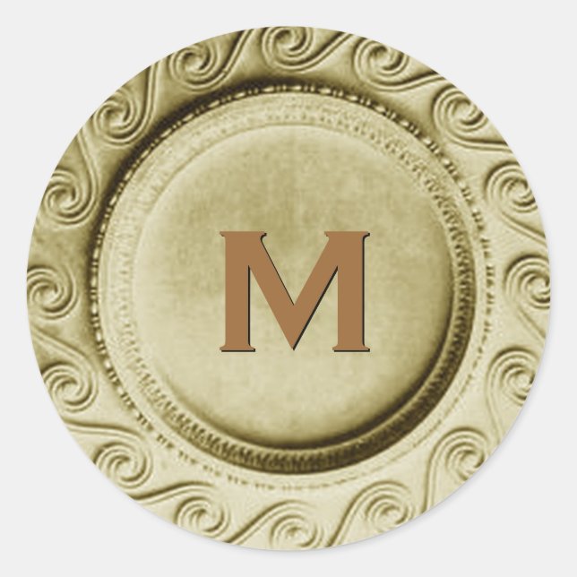 Shiny Gold Art Deco Wedding Monogram M Sticker (Vorderseite)