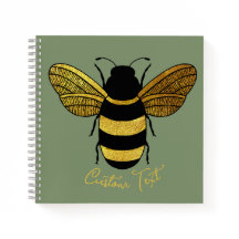 SHINY GOLD BLACK STRIPED BUMBLEBEE SAGE GREEN BIE
