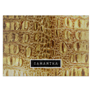 Shiny Gold Designer Alligator Crocodile Skin Schneidebrett
