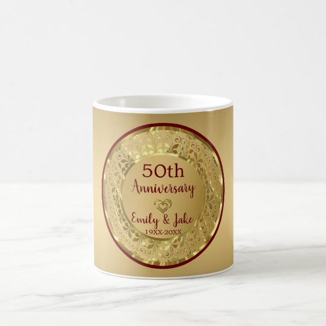 Shiny Gold Floral Damask Kaffeetasse (Mittel)