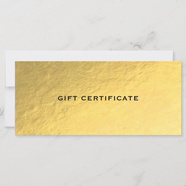 Shiny Gold Golden Ticket Glam Geschenkgutschein (Vorderseite)