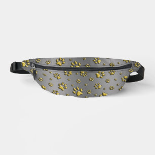 Shiny Gold Paws auf silberfarbenem Hintergrund Pri Bauchtasche