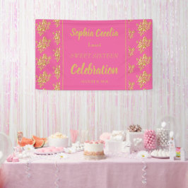Shiny Gold Rose Party Banner