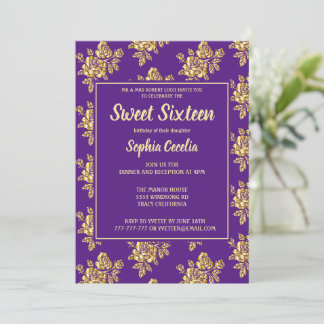Shiny Gold Rose Sweet 16 Einladung