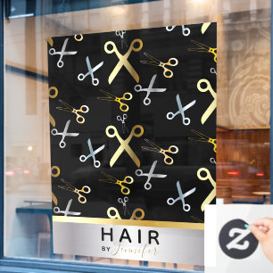 Shiny Gold & Silver Scissors Muster-Haarstylle Fensteraufkleber