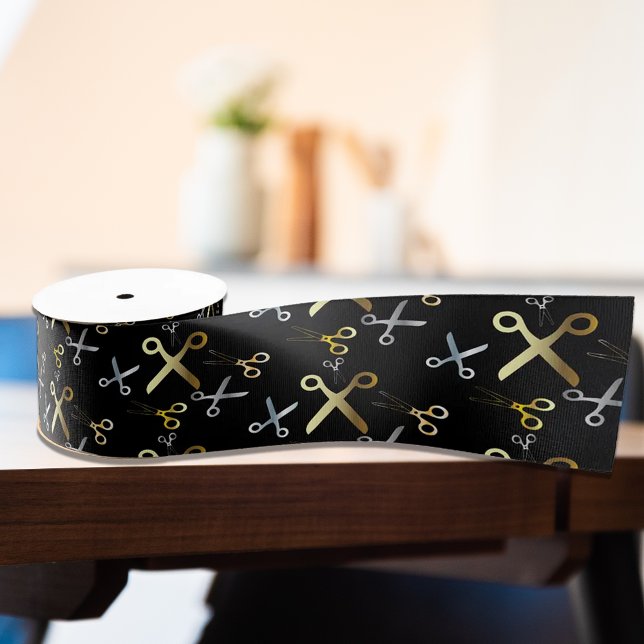 Shiny Gold & Silver Scissors Muster-Haarstylle Ripsband (Von Creator hochgeladen)