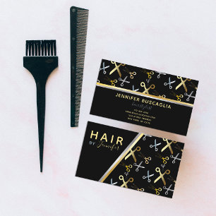 Shiny Gold & Silver Scissors Muster-Haarstylle Visitenkarte