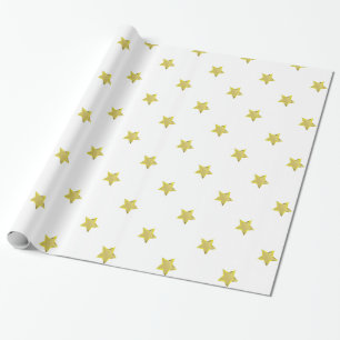 Shiny Gold Star Glamour Design White Geschenkpapier