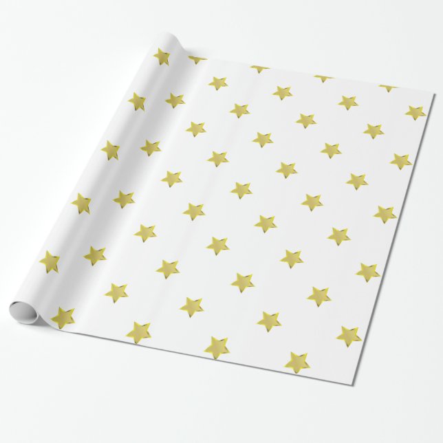 Shiny Gold Star Glamour Design White Geschenkpapier (Ungerollt)