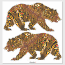 Shiny Gold und Orange Gepunktet Fraktal Bären Set Aufkleber