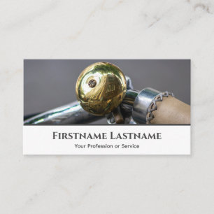 Shiny golden bike bell for Bicycle Repair Shops Visitenkarte