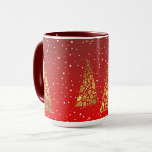 Shiny Golden Christmas Trees Tasse