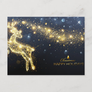Shiny Golden Reindeer Frohe Weihnachtsfeiertage Postkarte