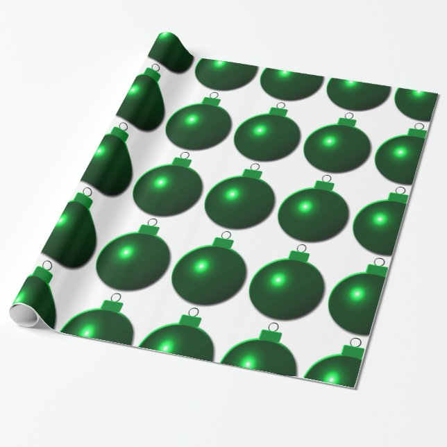 Shiny Green Christmas Ball Ornament Geschenkpapier (Ungerollt)