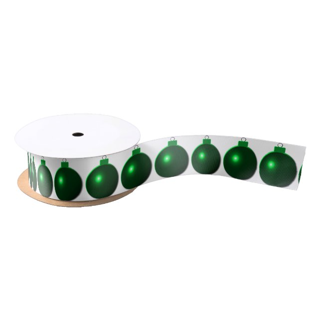 Shiny Green Christmas Ball Ornament Satinband (Spule)