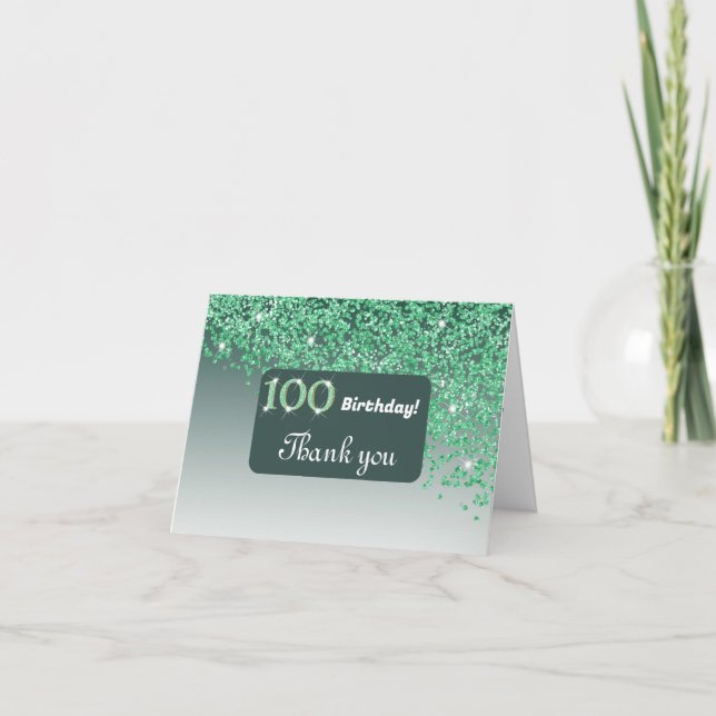 Shiny Green Glitzer, 100. Geburtstag Danke (Vorderseite)