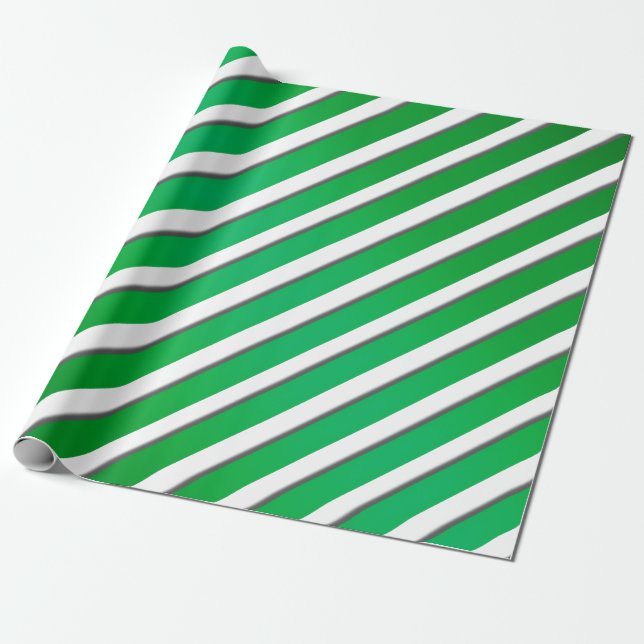 Shiny Green Ribbon Stripes Geschenkpapier (Ungerollt)