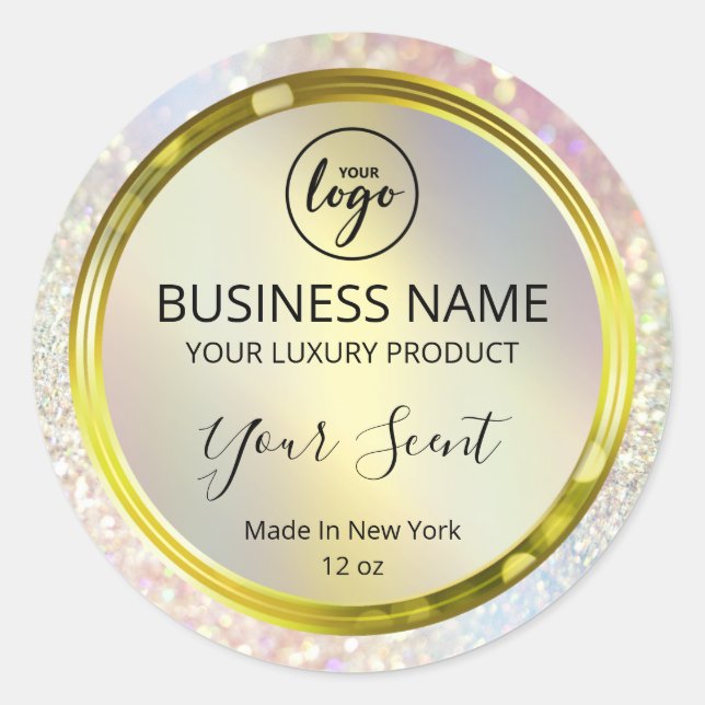 Shiny Holographic Glitzern Product Labels Runder Aufkleber (Vorderseite)