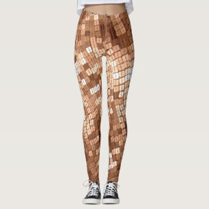 Shiny IMITATE Funkelnd Kupfer farbige Sequenzen se Leggings