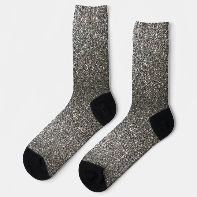 Shiny Imitate Shimmer Bright Silver Glitzer Textur Socken (Linkes Detail)