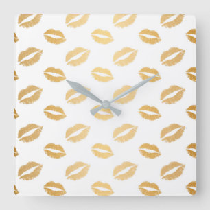 Shiny Kisses Quadratische Wanduhr