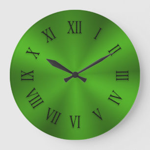 Shiny Lime Green Metallic Clock with Roman Numbers Große Wanduhr