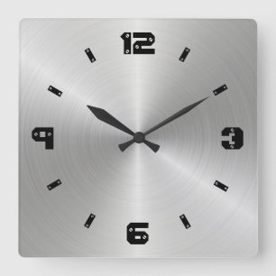 Shiny Metal Textur, Zahlen mit Schraubenköpfen Quadratische Wanduhr
