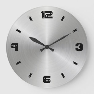 Shiny Metal Texture, Numbers With Screw Heads Große Wanduhr