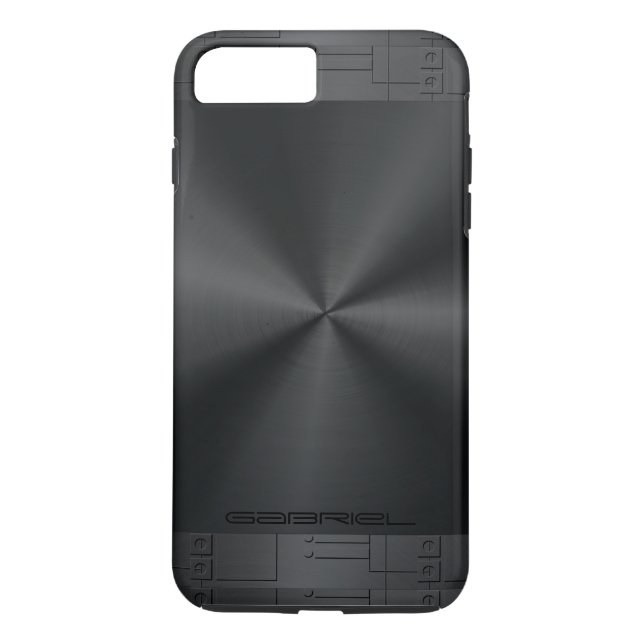 Shiny Metallic Black Geometric Accents Case-Mate iPhone Hülle (Rückseite)