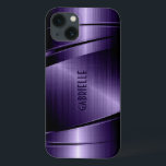 Shiny Metallic Dark Blue Brushed Aluminium Look iPhone 13 Hülle<br><div class="desc">Schlichte dunkelblaue Farbtöne metallisches Design gebürstetes Aluminium-Look. Benutzerdefiniertes und optionales Monogramm Cooles männliches Design. Verfügbar über andere Produkte</div>