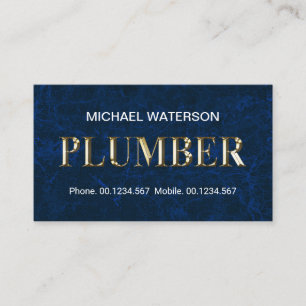 Shiny Metallic Plumber Signage Blue Water Grunge Visitenkarte