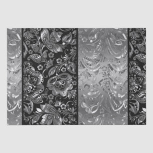 Shiny Metallic Silver Damasks Muster Seidenpapier