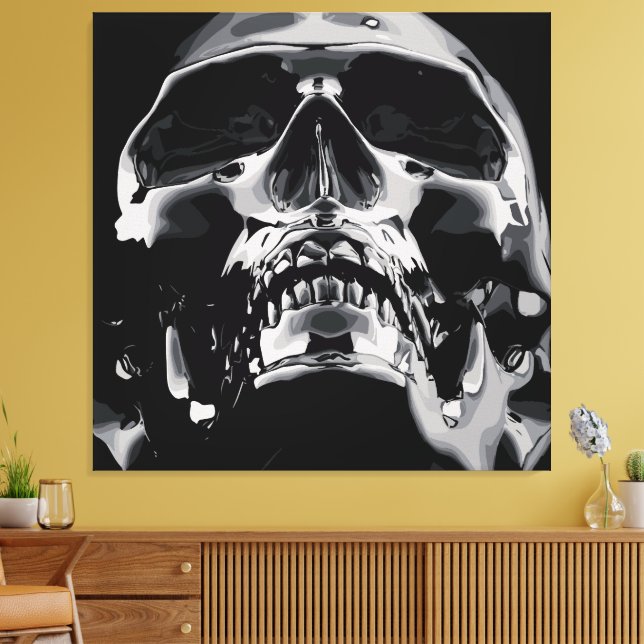 Shiny Metallic Skull Artwork Leinwanddruck (Insitu (Wohnzimmer))