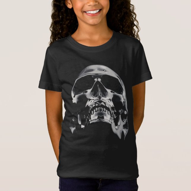Shiny Metallic Skull Artwork T-Shirt (Vorderseite)