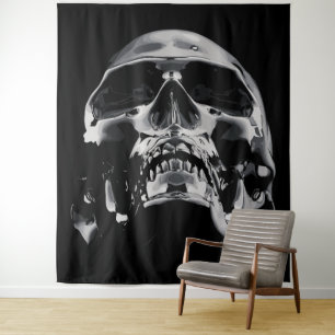 Shiny Metallic Skull Artwork Wandteppich