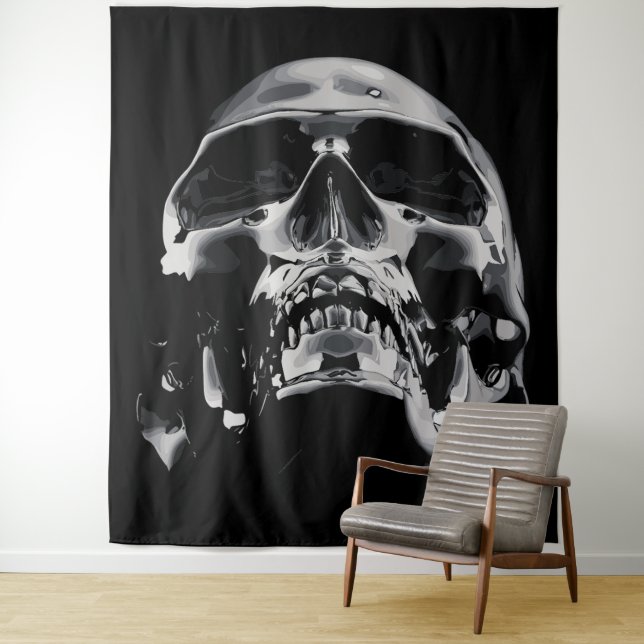 Shiny Metallic Skull Artwork Wandteppich (Beispiel)