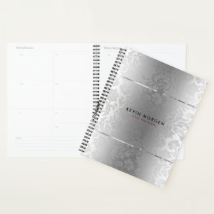 Shiny Metallic Stainless Steel & Gray Damasks Planer